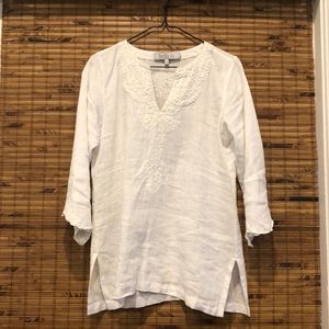White Linen 3/4 sleeve top